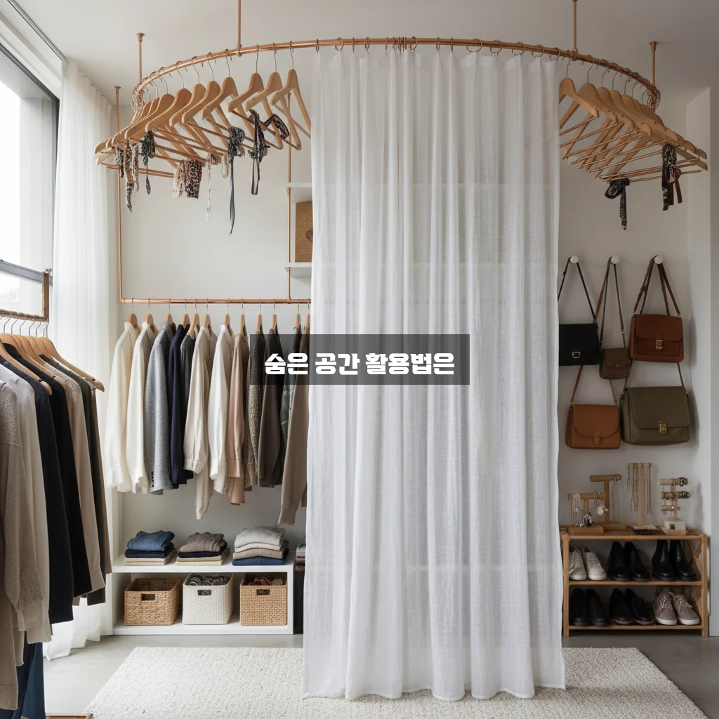 행거 커튼 있는 드레스룸 정리 꿀팁 관련 이미지 2