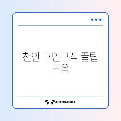 천안교차로구인구직 완벽 정리 가이드